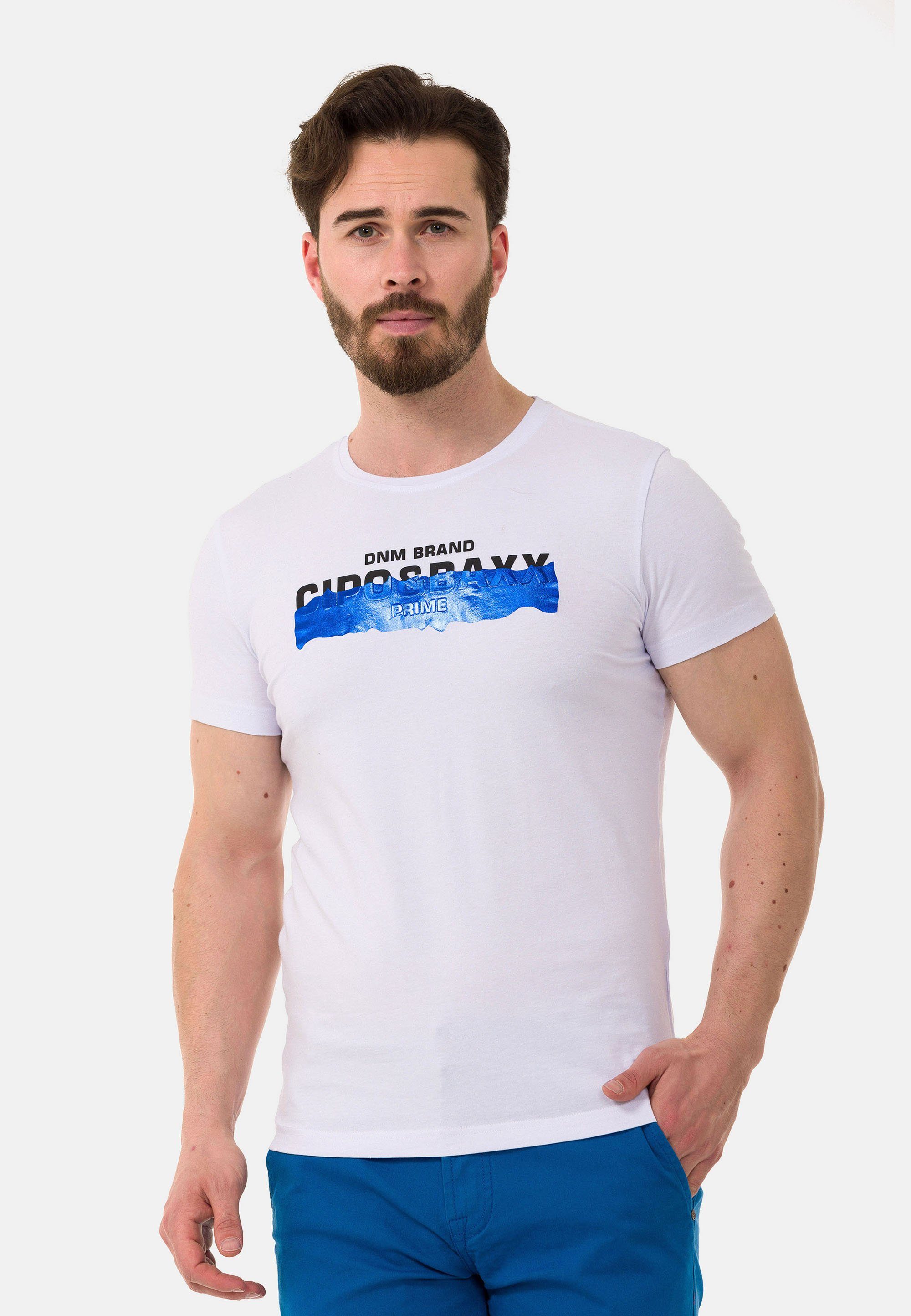 Cipo & Baxx T-Shirt mit coolem Markenprint weiß