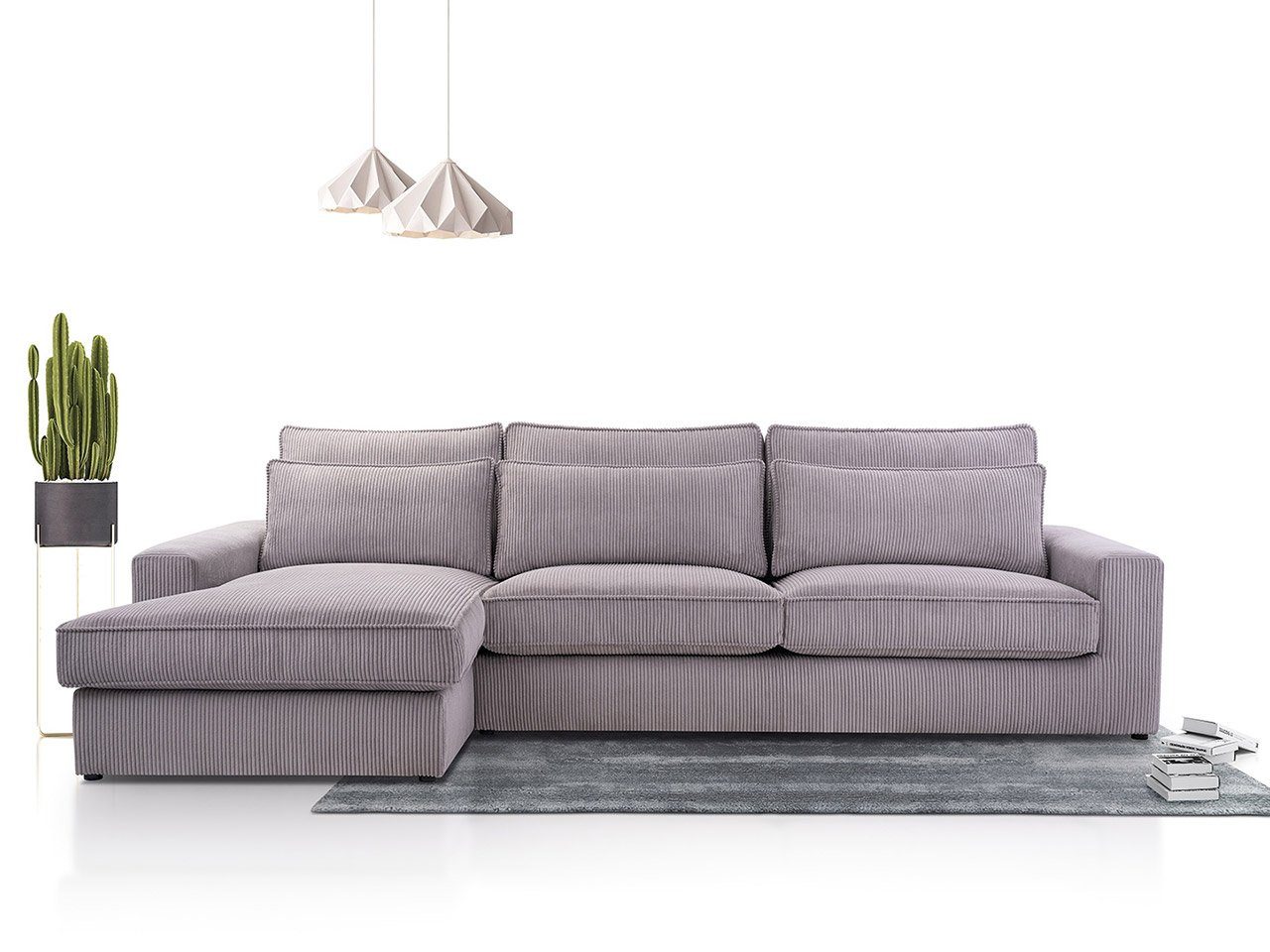MKS MÖBEL Ecksofa CANES, L - Form Couch, mit lose Kissen, modern Ecksofa Grau Lincoln