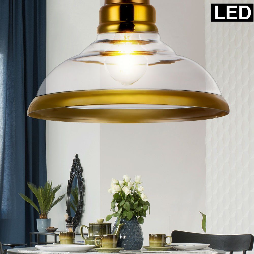 Retro LED Pendel Decken Leuchte kupfer Vintage Filament Küchen Hänge Lampe Glas 
