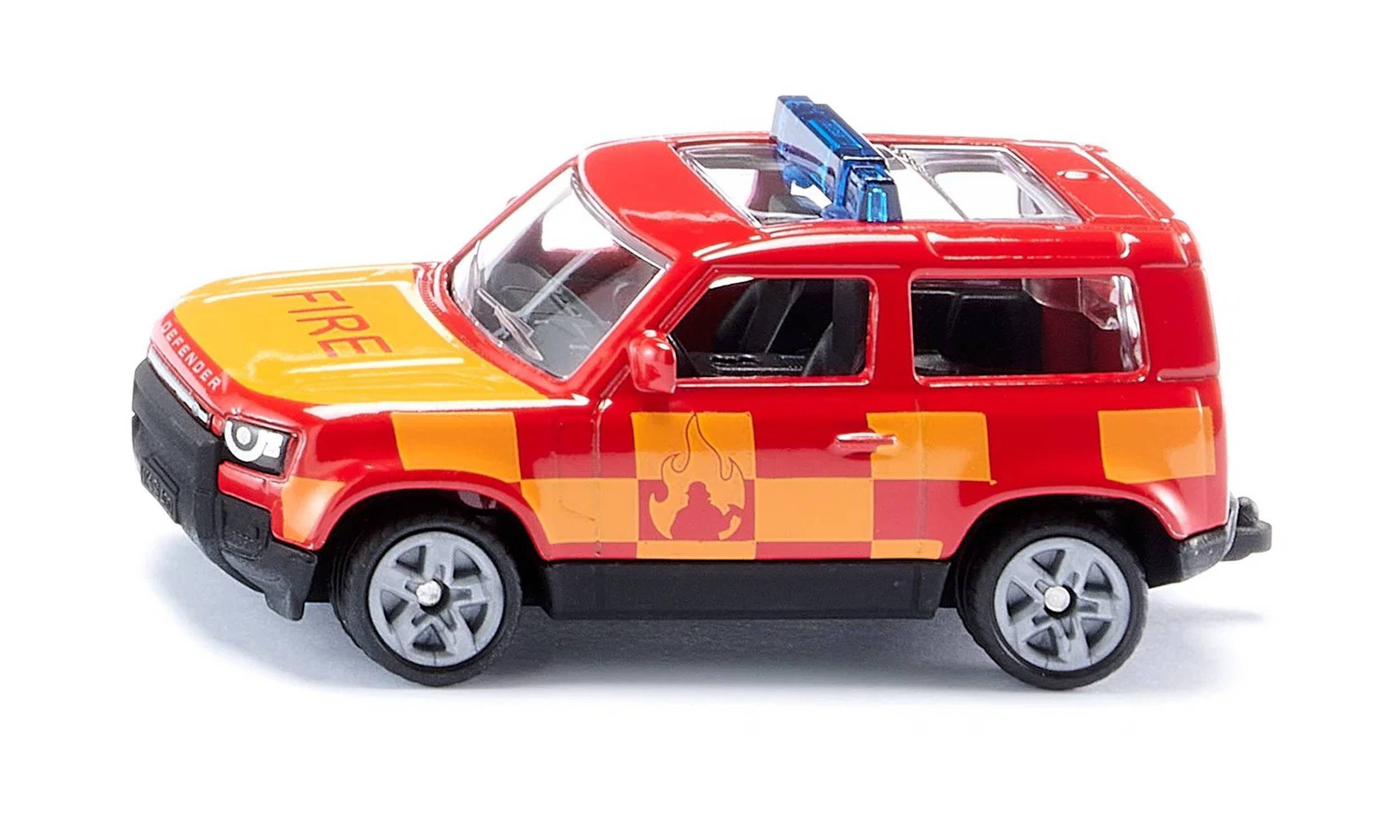 Siku Spielzeug-Auto Feuerwehr-Geländewagen mit Signalbalken, Metall-Karosserie, Signalbalken, Anhängerkupplung