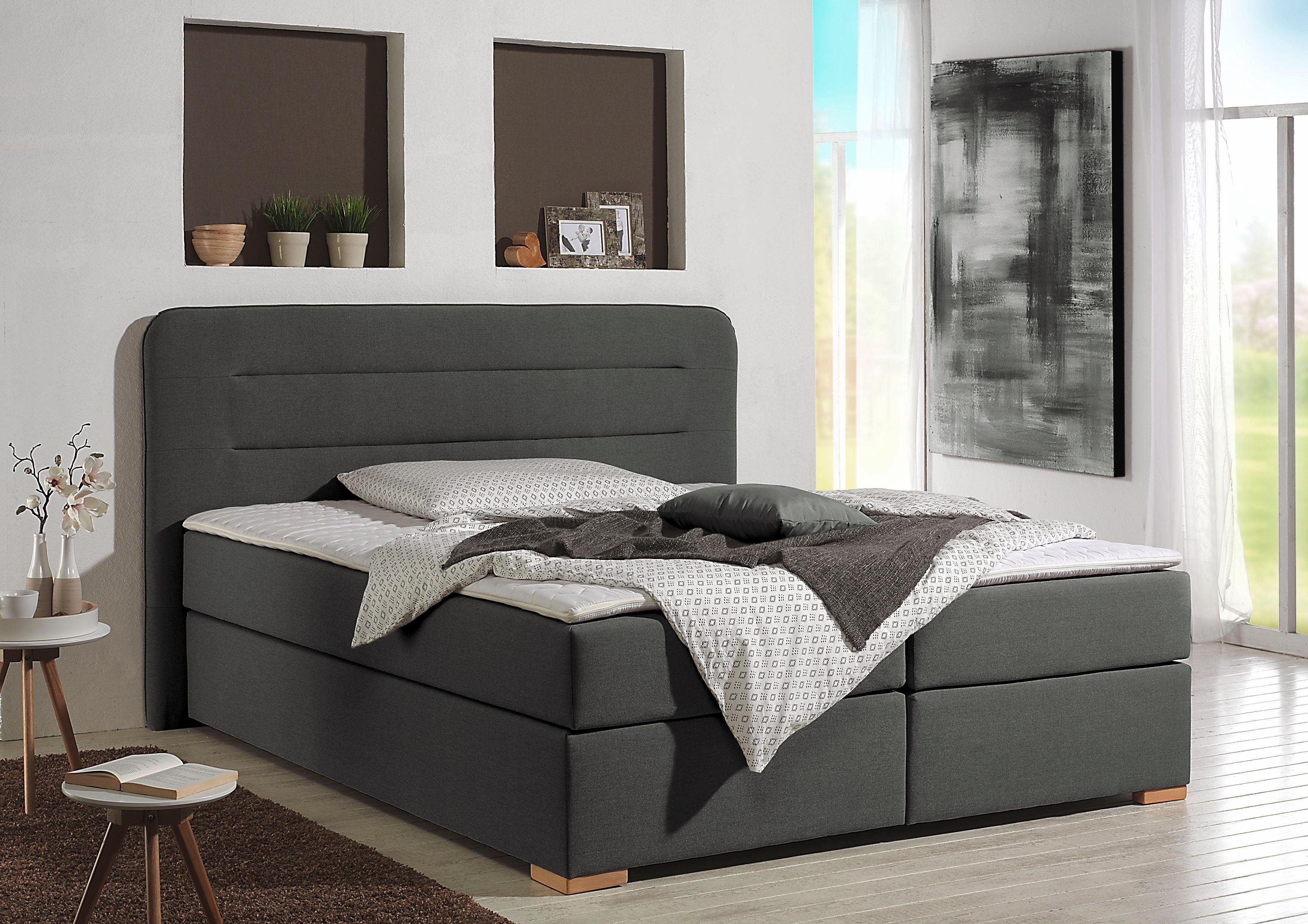 Home affaire Boxspringbett Manchester, 5 Breiten, 3 Ausführungen, 2 Härtegraden, Topper, Steppung