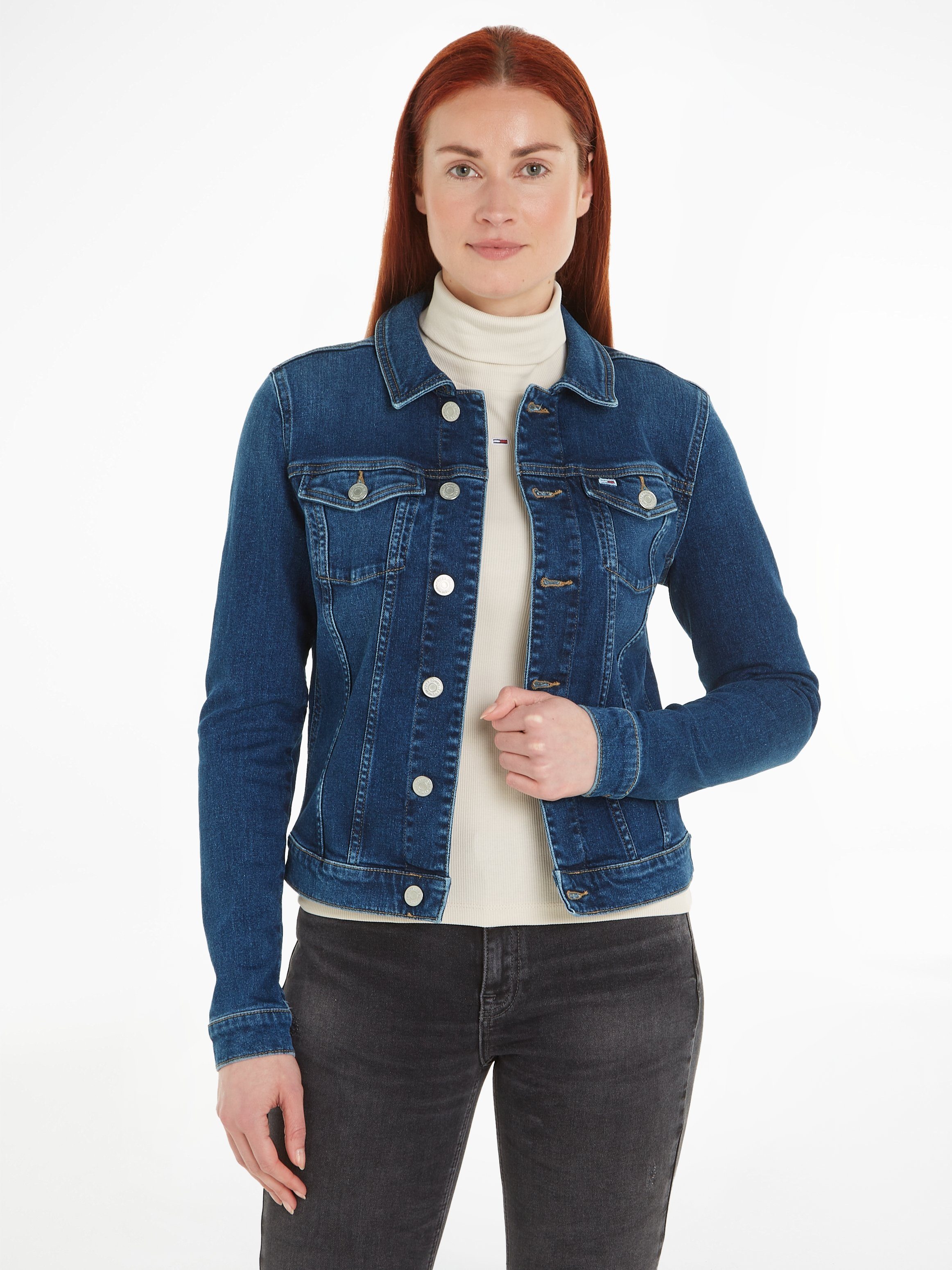 Tommy Jeans Jeansjacke VIVIANNE SKN JACKET AH5150 mit Logostickerei