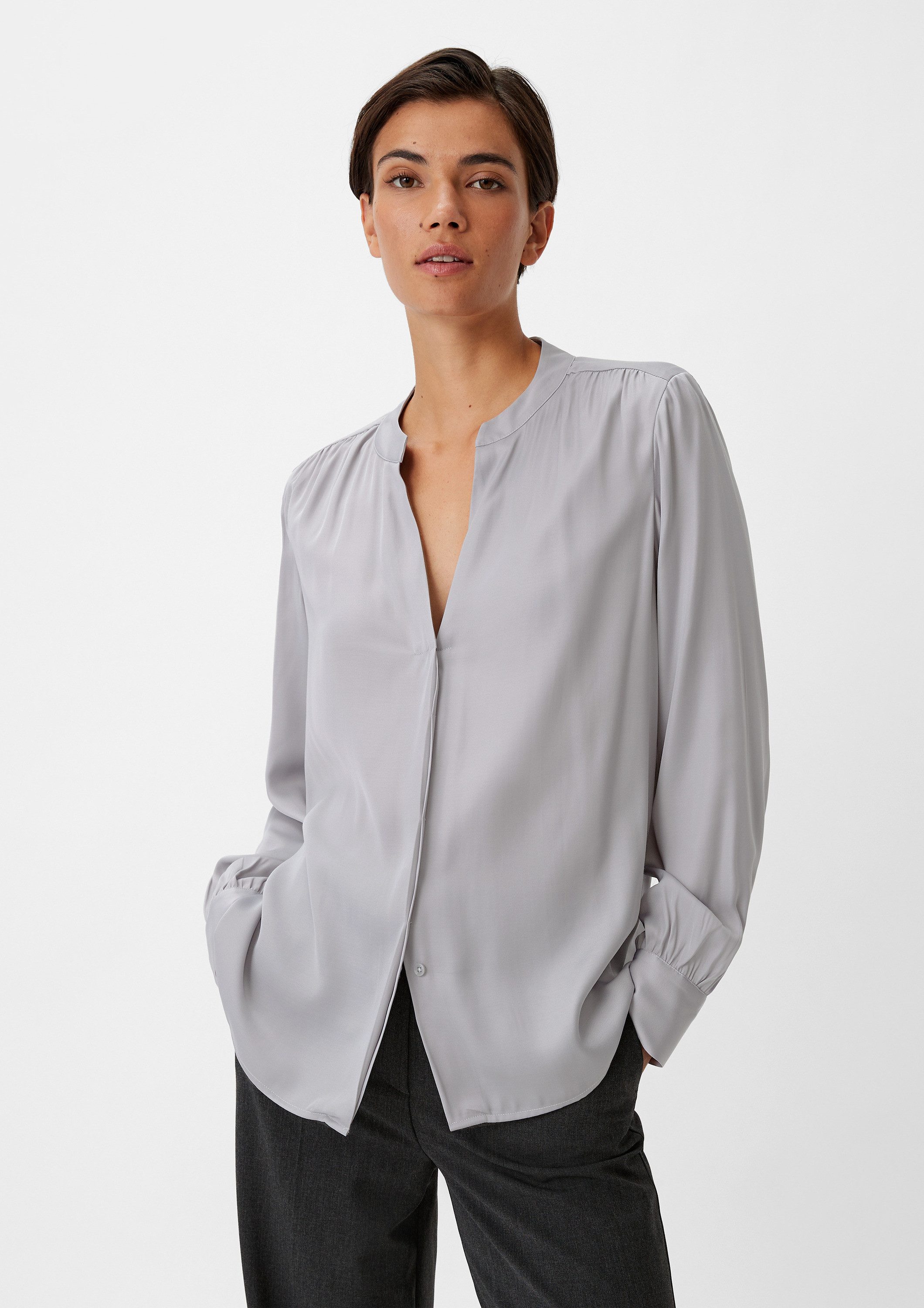 comma Langarmbluse Bluse Satinbluse aus Viskosemix günstig online kaufen