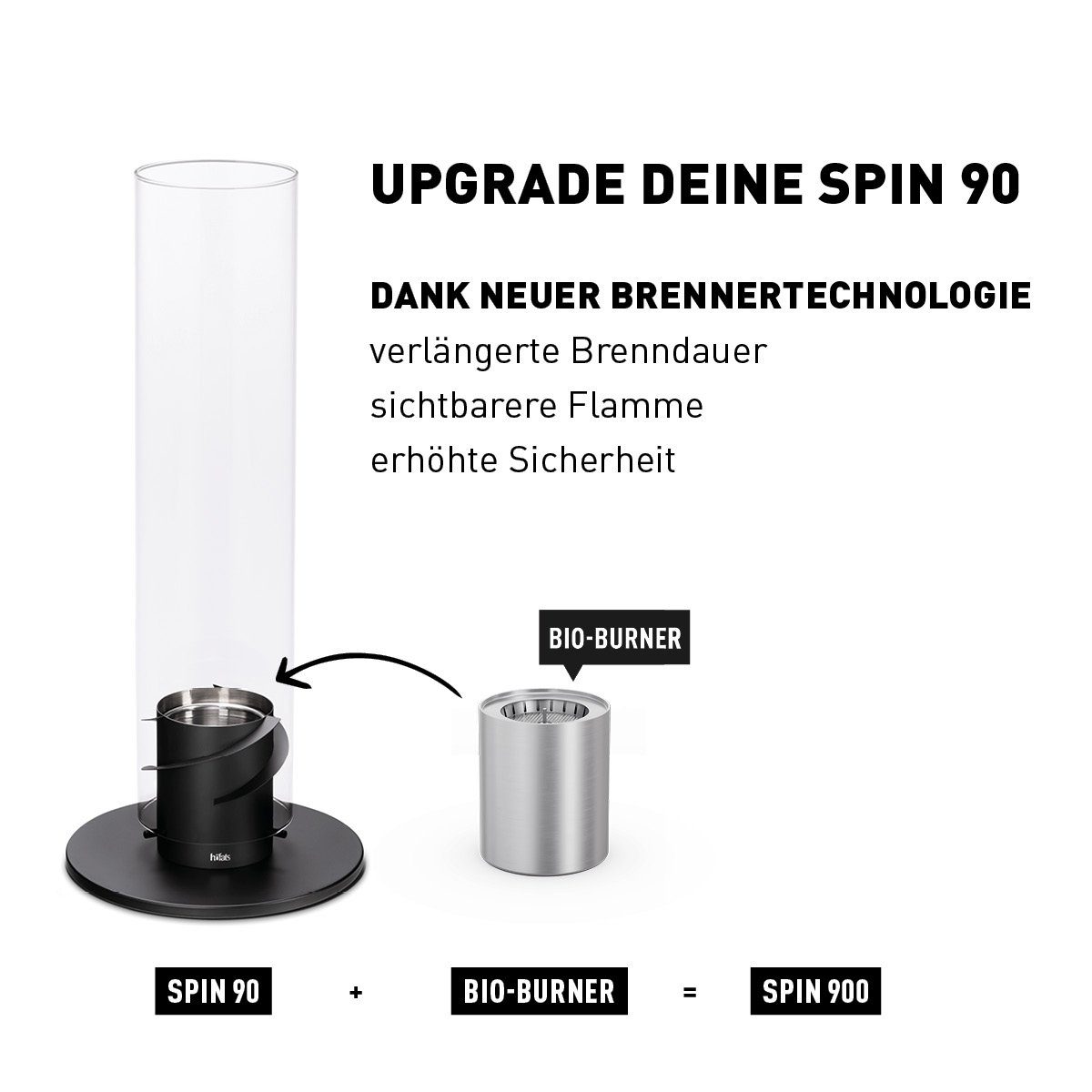 höfats Tischfeuer Bio-Burner (ermöglicht Gebrauch von höfats flüssig Bioethanol, längere Brenndauer und hellere Flamme, ersetzt Gelbrennstoffdose von SPIN)