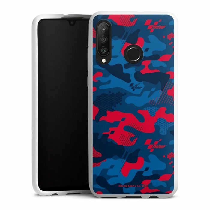 DeinDesign Handyhülle MotoGP Tarnmuster Camouflage Camouflage Pattern Red Huawei P30 Lite New Edition Silikon Hülle Bumper Case Smartphone Cover