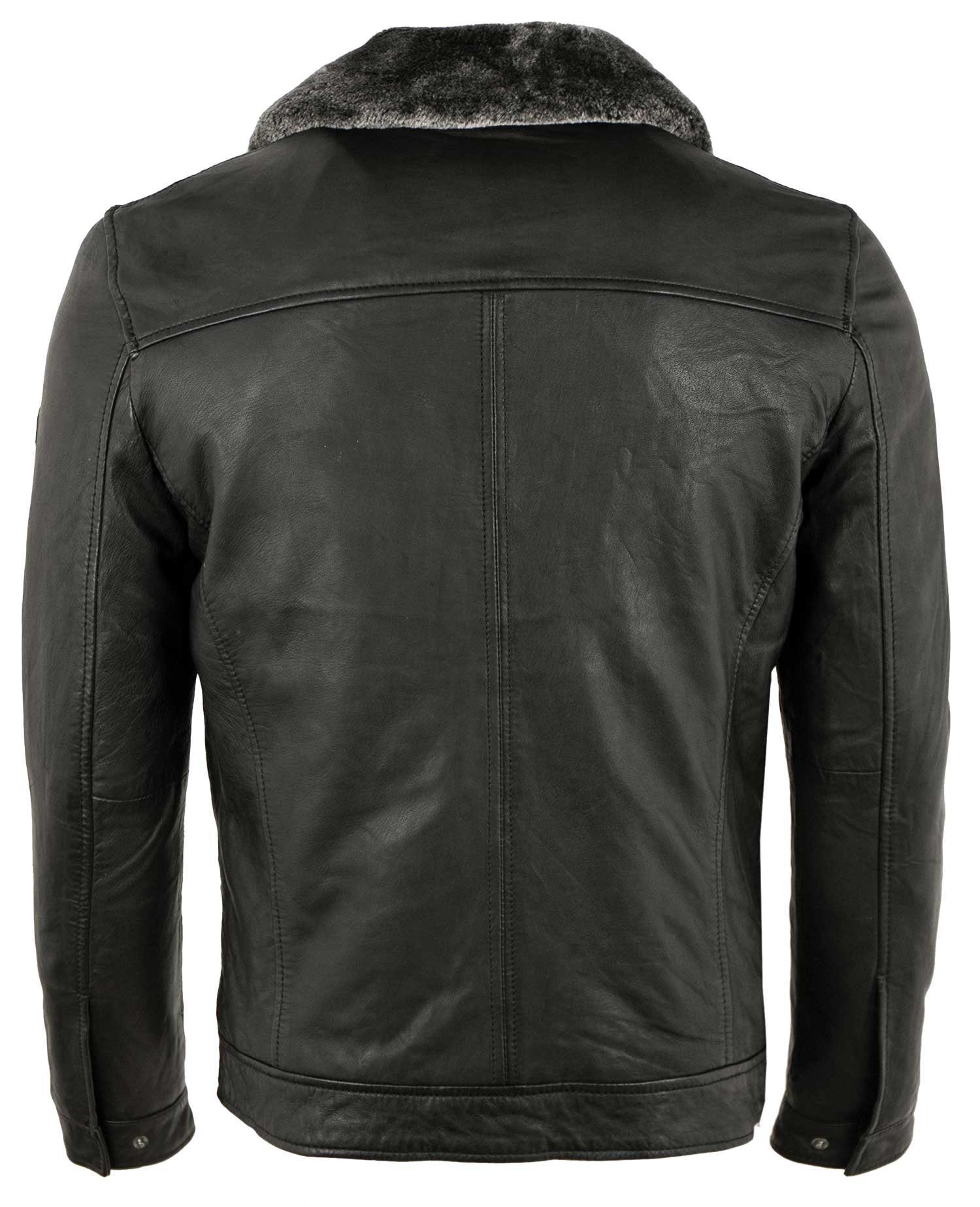 Lederjacke BU-105 Echtleder Herren Lederjacke Lammnappa schwarz