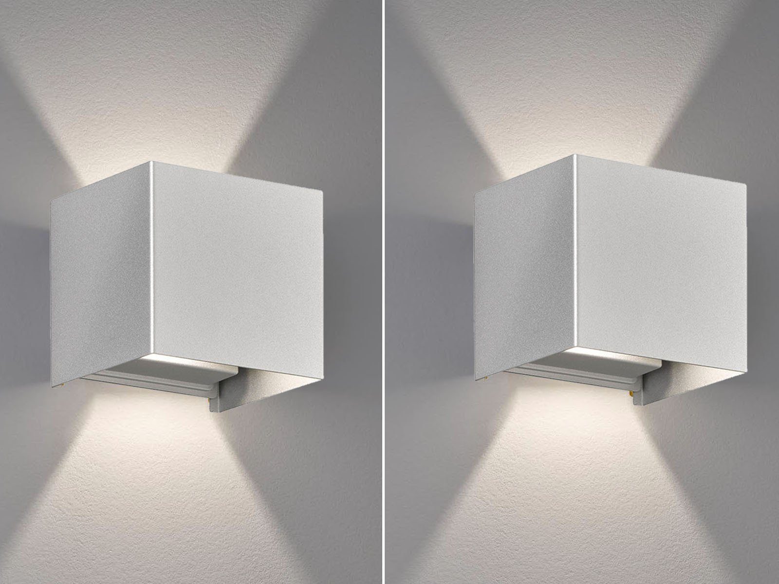 FISCHER & HONSEL LED Außen-Wandleuchte, IP 44, Lichtwinkel einstellbar, LED fest integriert, Warmweiß, 2er SET Außenleuchten & Wand-Beleuchtung Innen Treppen-Haus 10cm klein