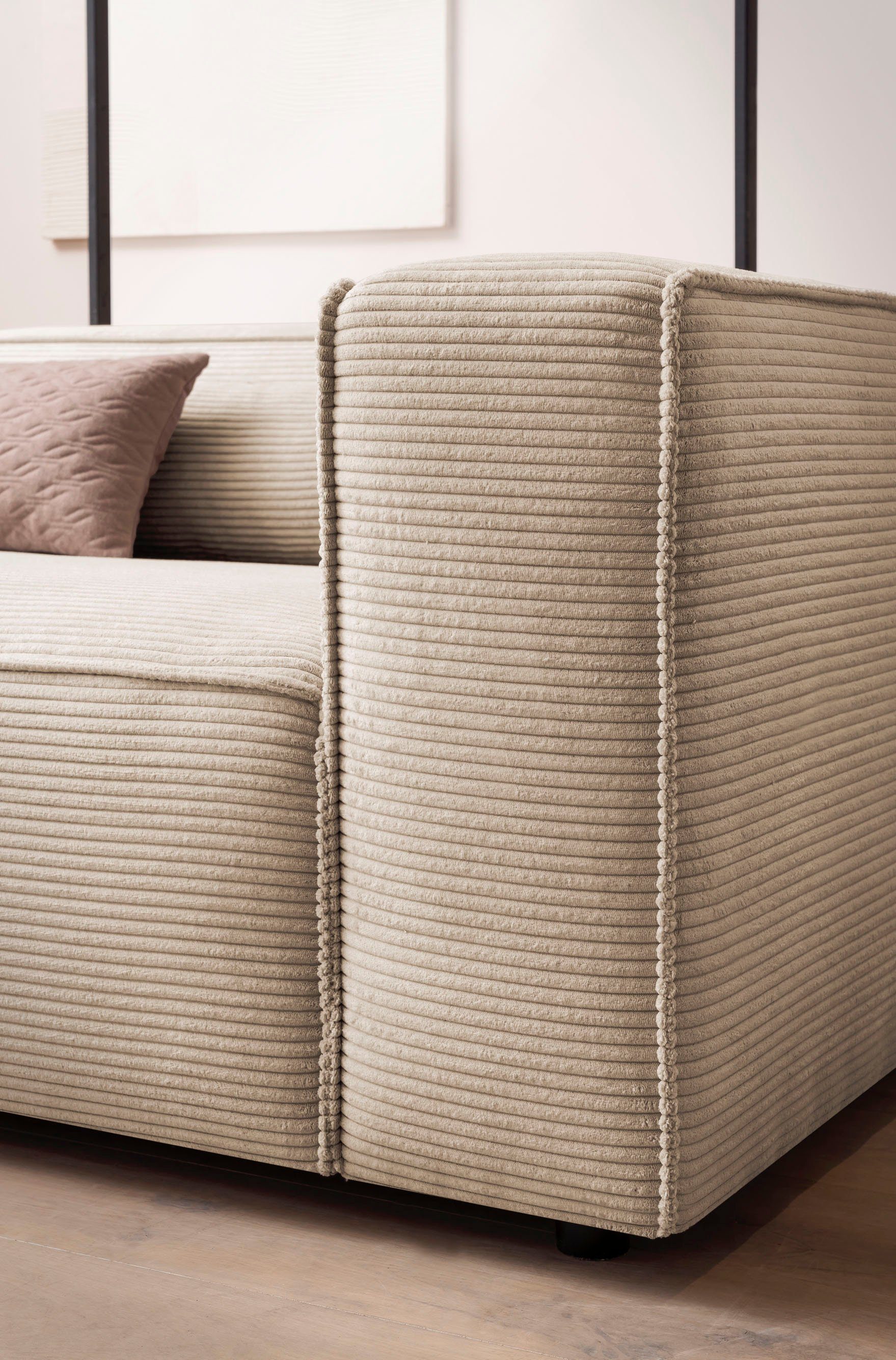 LeGer Home by Lena Gercke 3-Sitzer PIARA XXL Cord, Sofa mit Kedernaht, schwarze Füße, bequemer Sitzkomfort, extra tiefe Sitzfläche – Bild 5 von 5