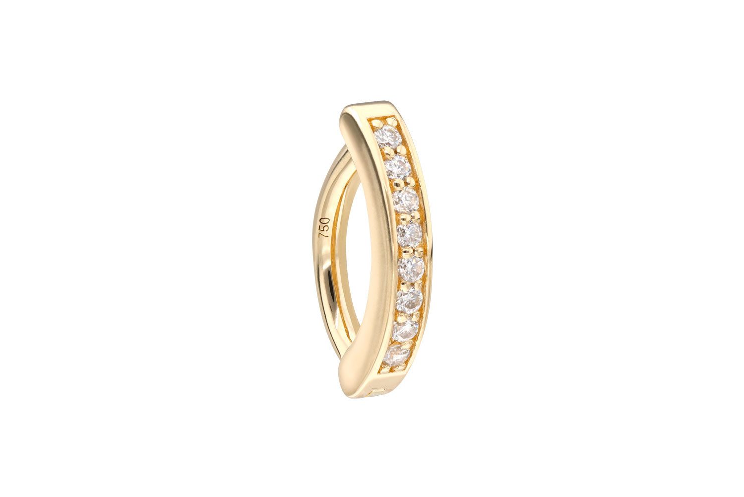 PIERCINGLINE Bauchnabelpiercing 14/18 Karat Gold Bauchnabelclicker BOGEN + EINGEFASSTE MOISSANITE (Clicker, 1-tlg)