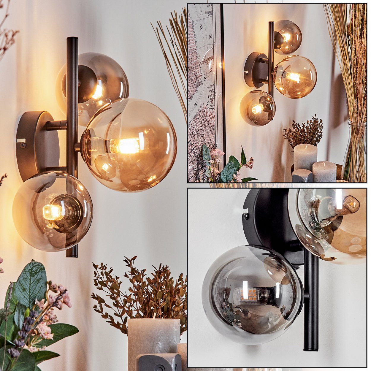 hofstein Wandleuchte Wandlampe aus Metall/Glas in günstig online kaufen
