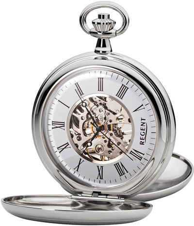 Regent Taschenuhr Regent Taschenuhr für Damen Herren P-36, (Analoguhr), Herren Taschenuhr rund, extra groß (ca. 51mm), Metall verchromt