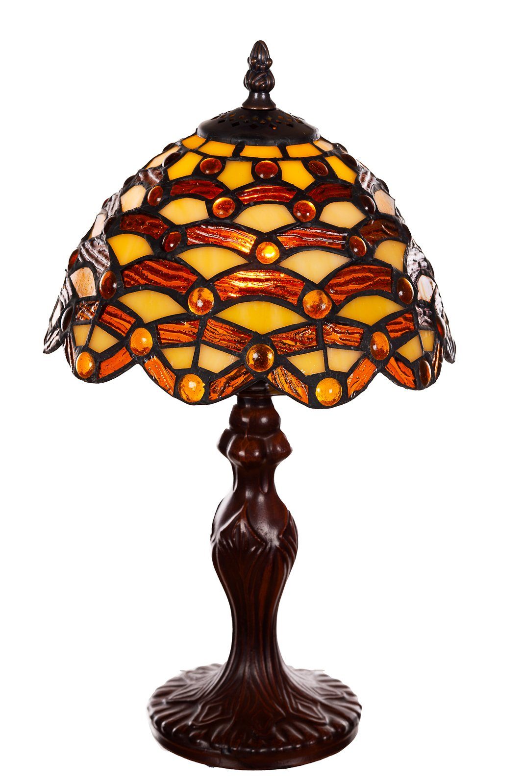 Lampe Dekorationslampe Motiv Waben Tischlampe BIRENDY Stehlampe Tiffany Ti156 Steine