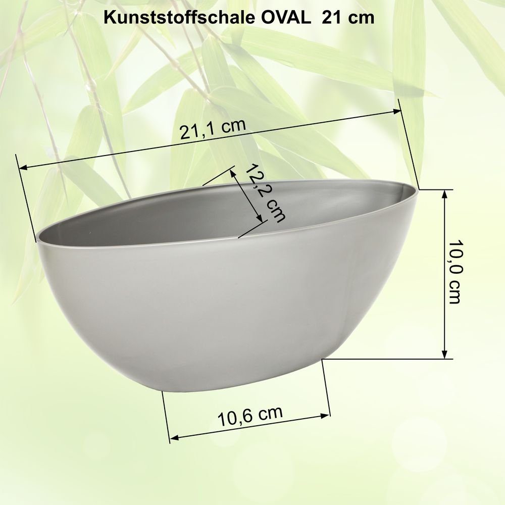 Pflanzschale Blumenkübel 2Stück L - Pflanzgefäß - OVAL 21 - cm - Schale Heimwerkercenter Übertopf wetterfestes MePla - Schale creme - UV-beständiger -