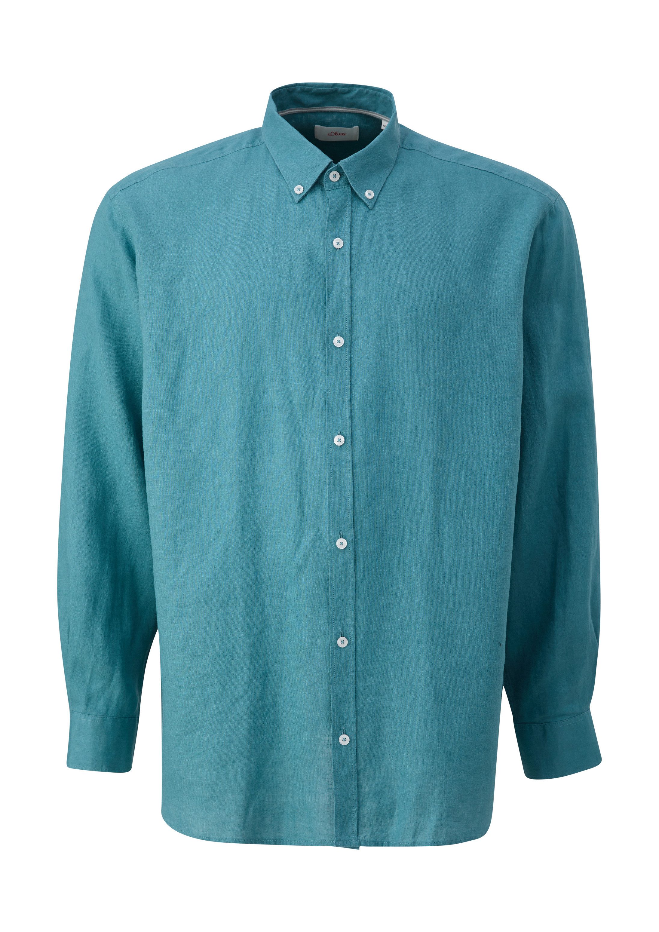 s.Oliver Langarmhemd Hemd Leinenhemd mit Button-Down-Kragen