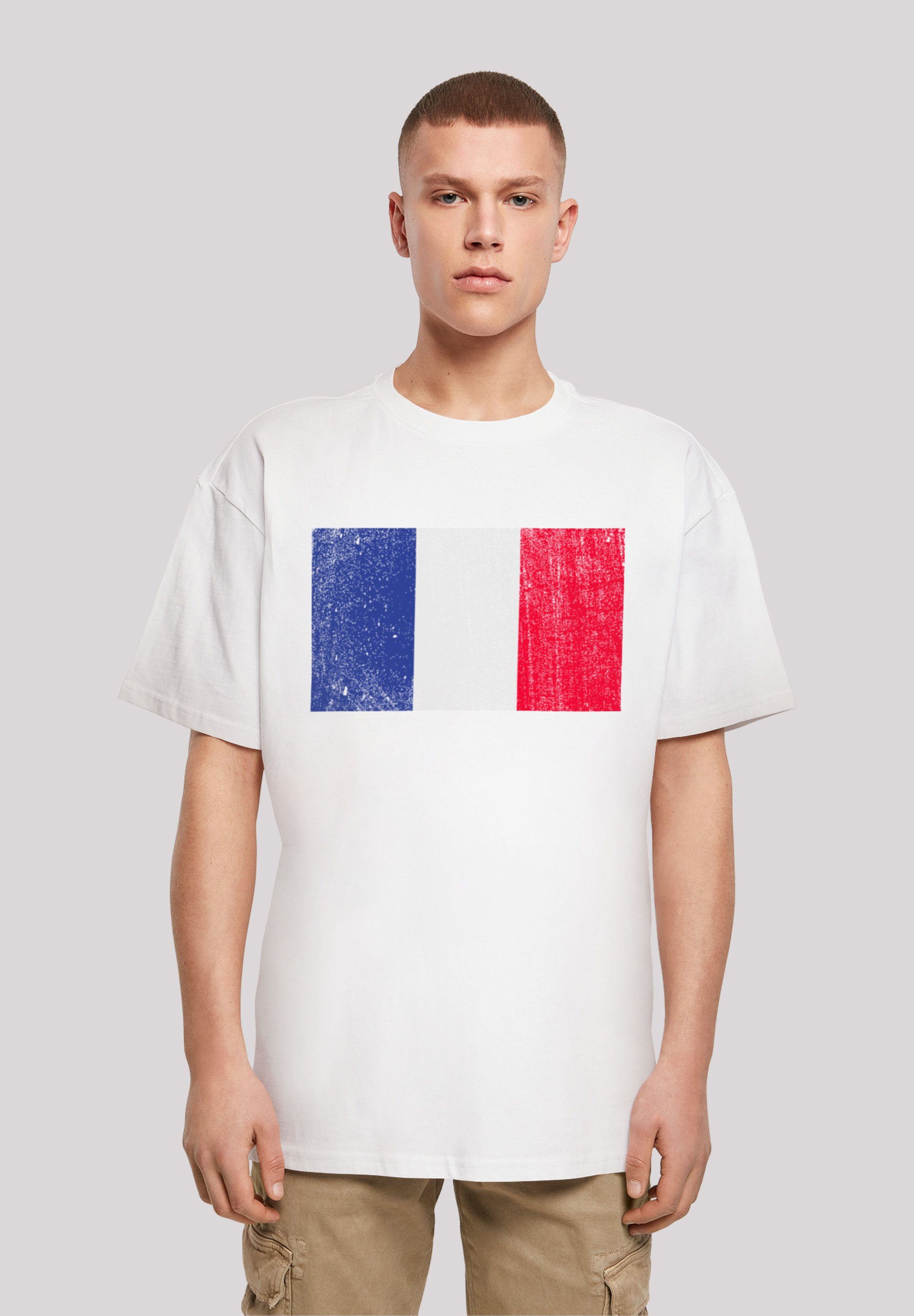 Print France weiß Flagge distressed F4NT4STIC T-Shirt Frankreich