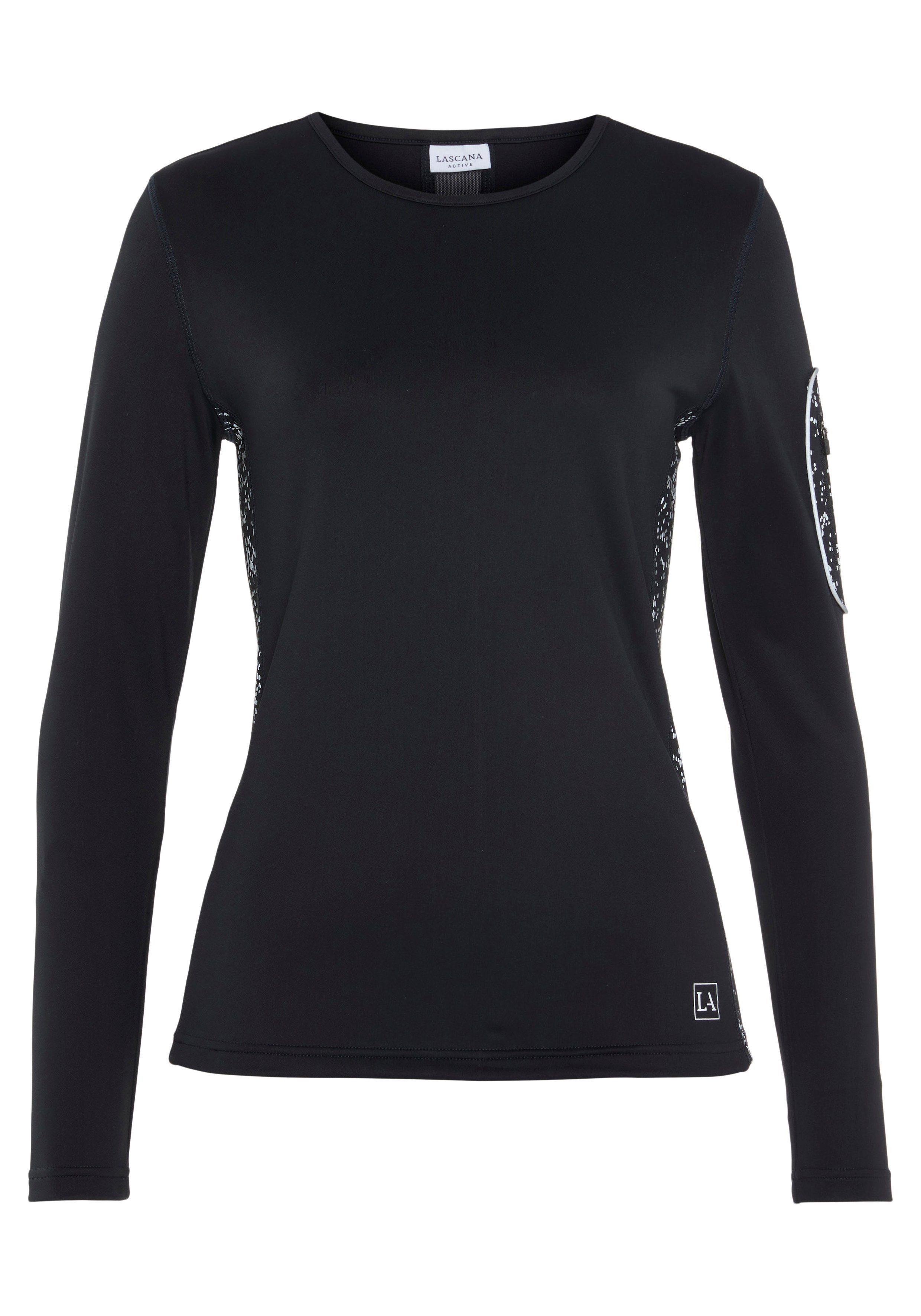 LASCANA ACTIVE Laufshirt mit reflektierendem Print und praktischer Armtasche. € 24,99