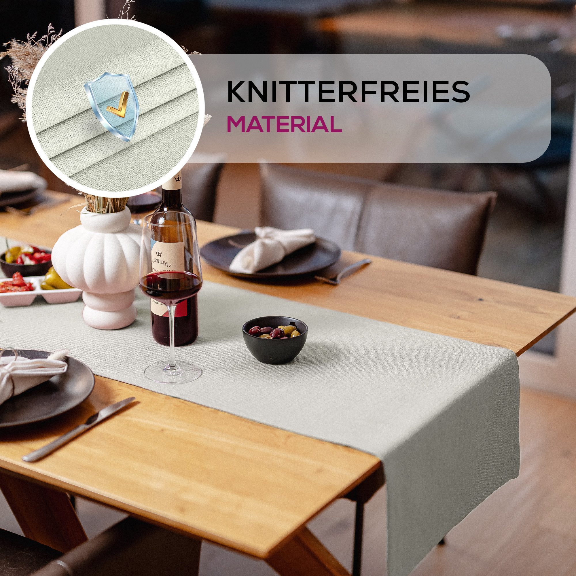 Beautex Tischdecke Lina elegante Leinenoptik, viele Größen und Farben (1-tlg), Schmutzabweisend, knitterarm, sauber umnähmter Saum – Bild 4 von 5