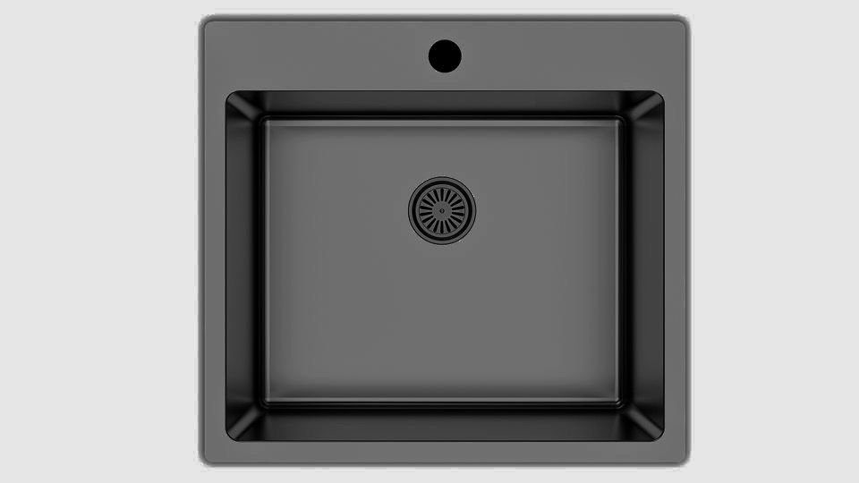 Faizee Möbel cm Edelstahl 50.5/40 inkl. Siphon-Set, Küchenspüle Edelstahlspüle Einbau Edelstahlspüle Schwarz 50,5x55 eckig