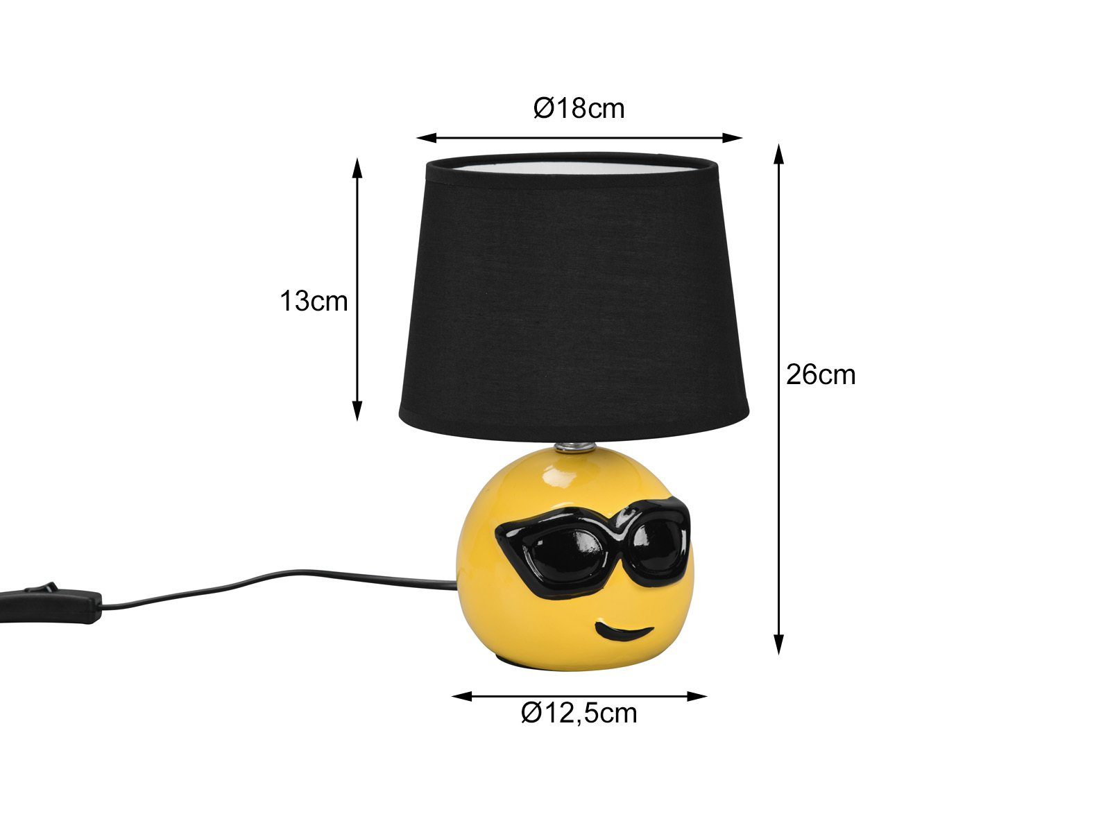 kleine LED coole Nachttischlampe, Gelb-Schwarz wechselbar, ausgefallen Schwarz, dimmbar warmweiß, Kinderzimmer-lampe Höhe LED meineWunschleuchte 26cm