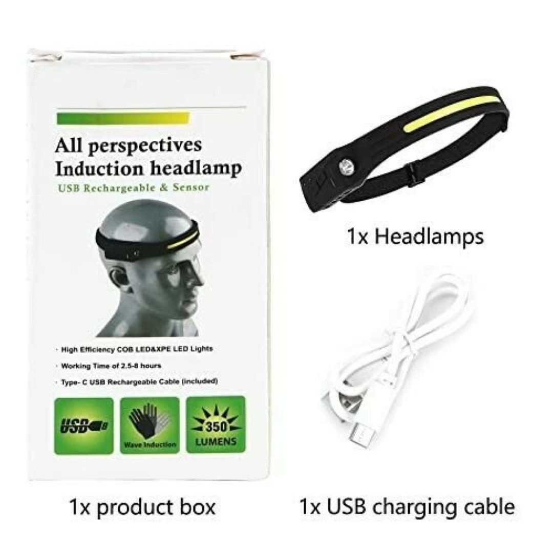 LA CUTE LED Stirnlampe Universal Wiederaufladbare COB LED Headlamp Vielseitige Stirnlampe (Wiederaufladbare COB LED Stirnlampe für vielseitige Anwendungen., Stirnlampe mit USB-C Kabel, ideal für Outdoor-Aktivitäten), Fünf Lichtmodi für flexible Nutzung in verschiedenen Situationen.