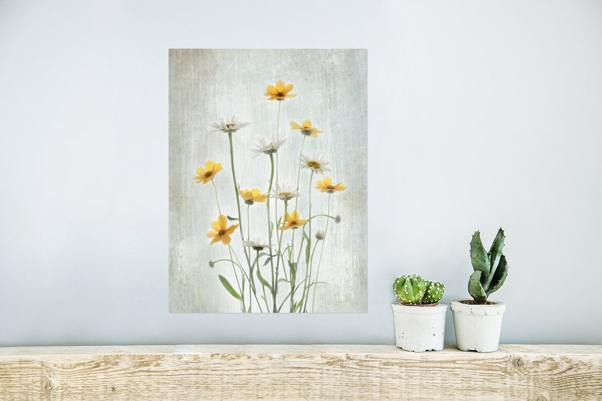 Poster Blumen MuchoWow - Stilleben, für Wandbild, Ohne Gelb - St), Poster, Rahmen Pflanzen - Wandposter Wohnzimmer, (1