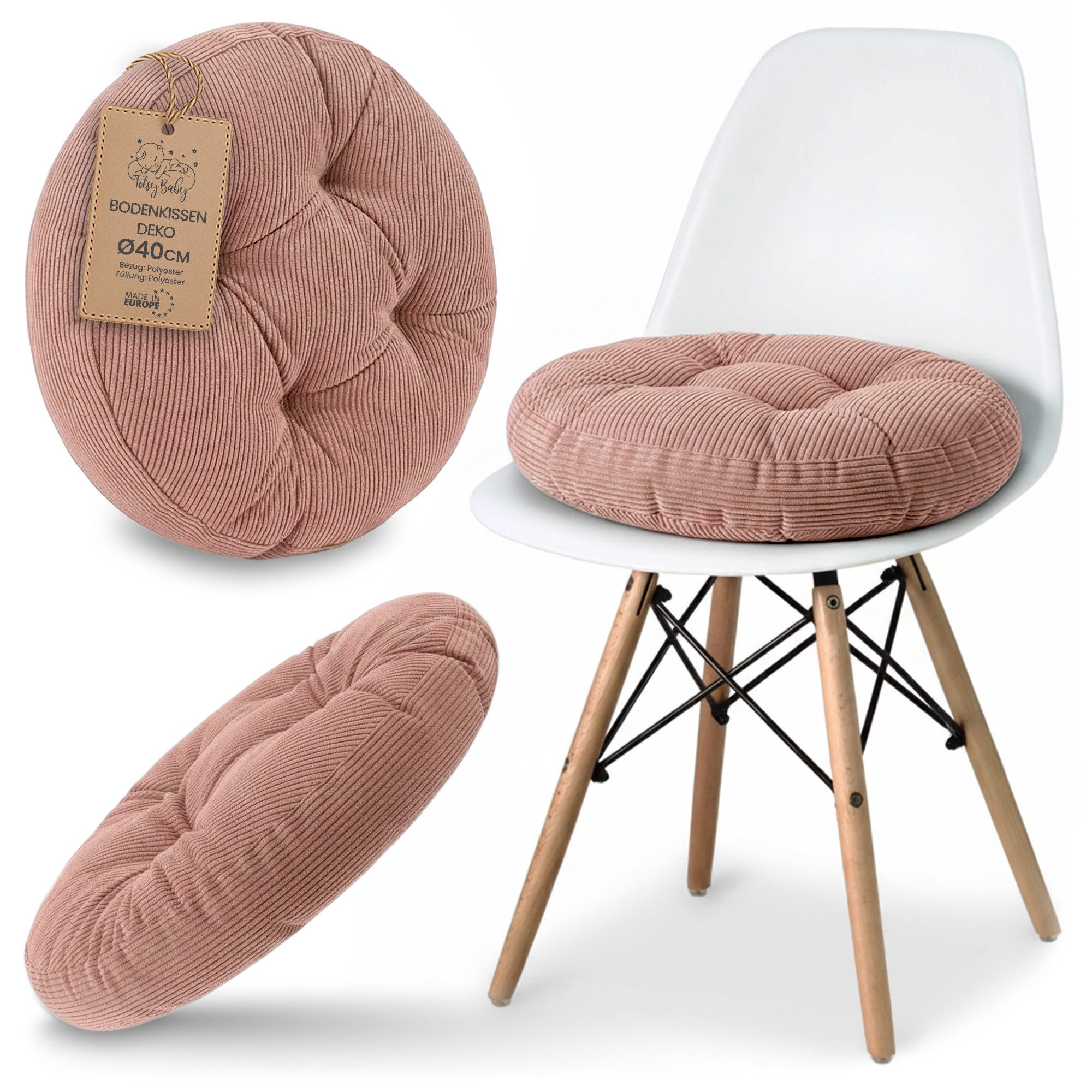 Amazinggirl Stuhlkissen Sitzkissen rund 40 cm Kissen Sitzpolster Sitzauflage Polster für Stuhl
