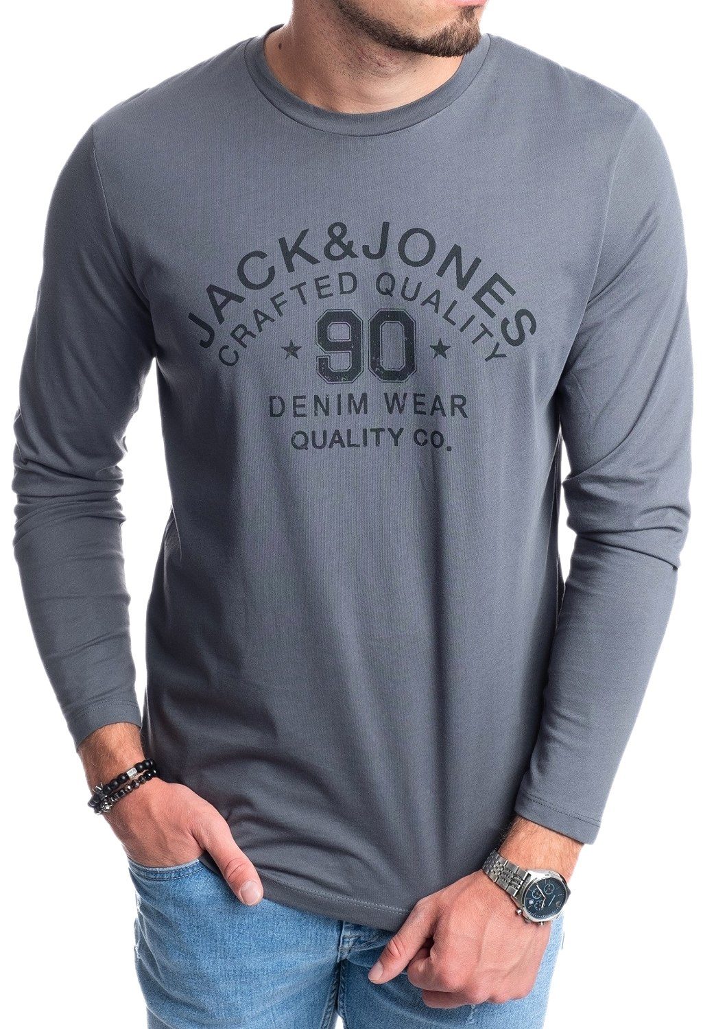 Jack & Jones Langarmshirt stilvolles Regular Fit Longsleeve mit Printdruck günstig online kaufen