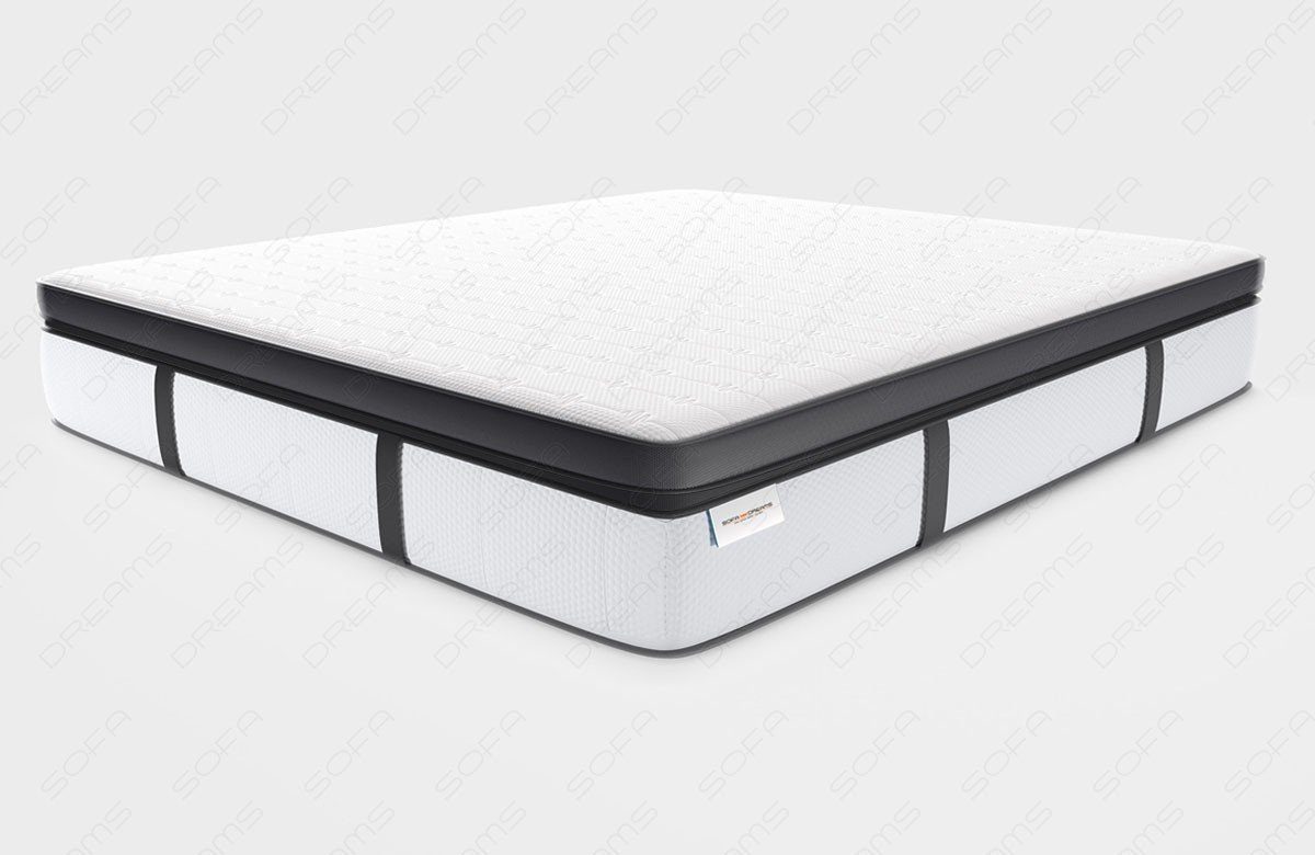 Boxspringbett Kunstleder Dreams Premium Topper Bett mit Beleuchtung, Sofa grau-grau Alessandria Komplettbett mit LED