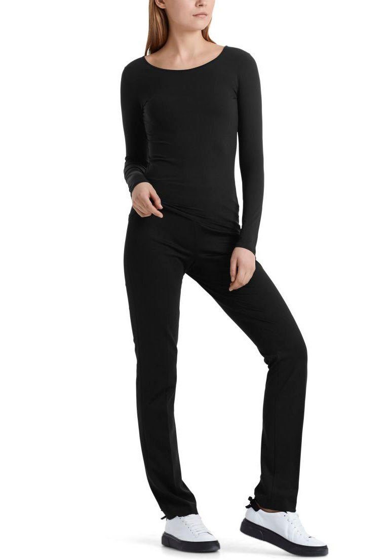 Longsleeve, Premium Marc Cain Zartes elastisch black Damenmode Langarmshirt "Collection Essential"