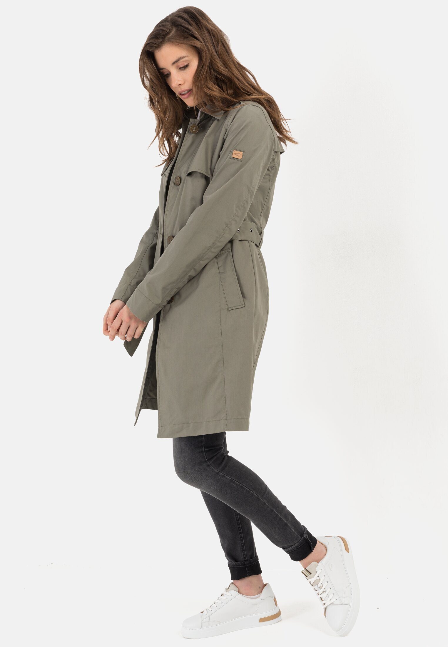 Trenchcoat (1-tlg) Khaki Organic aus active camel Cotton-Mix