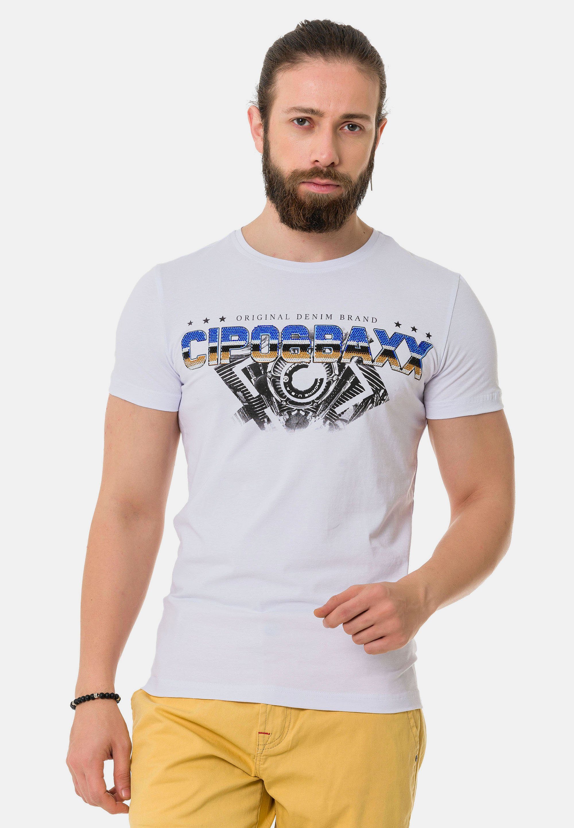 Marken-Schriftzug Cipo T-Shirt Baxx & mit trendigem weiß