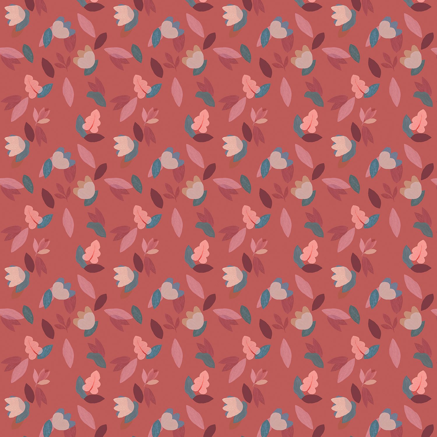 Rasch Fototapete Blätter in Rot, Roomblush ParisParis RB205 - 2,85m x 2,00m, glatt, floral, gemustert, mehrfarbig, geblümt, (1 Rolle, 1 St)