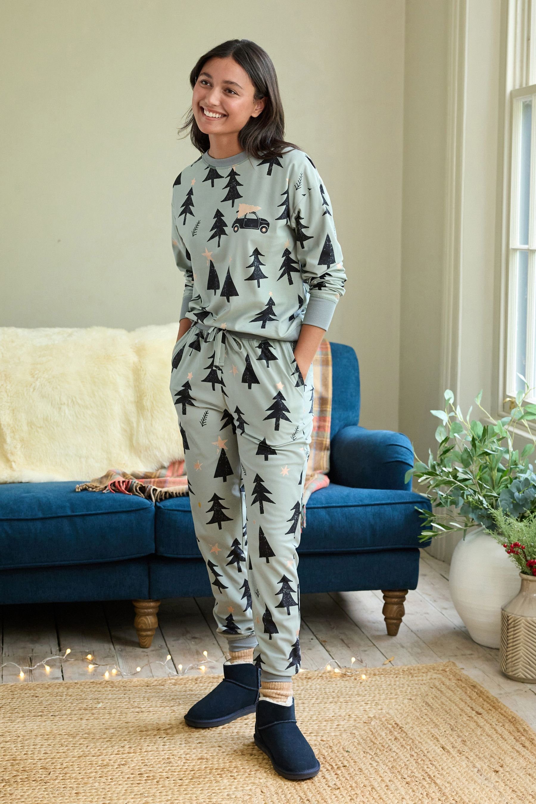 Next Pyjama Bequemer Foil superweicher (2 und Pyjama tlg) Sage Tree Green