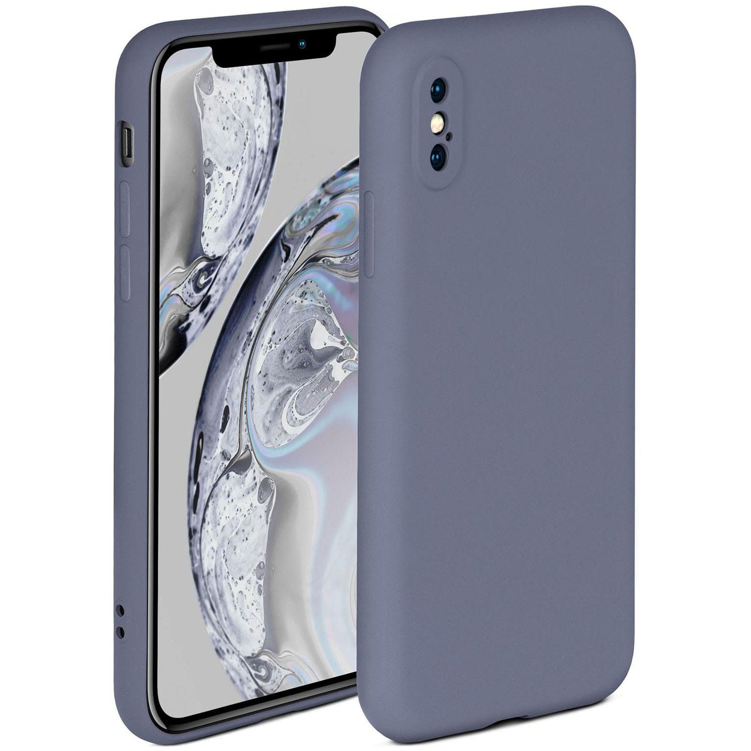ONEFLOW Handyhülle für iPhone XS Max Hülle Silikon Soft Case Blau Grau 6,5 Zoll, Silikonhülle Cover Dünn Handytasche TPU Schutzhülle mit Kameraschutz