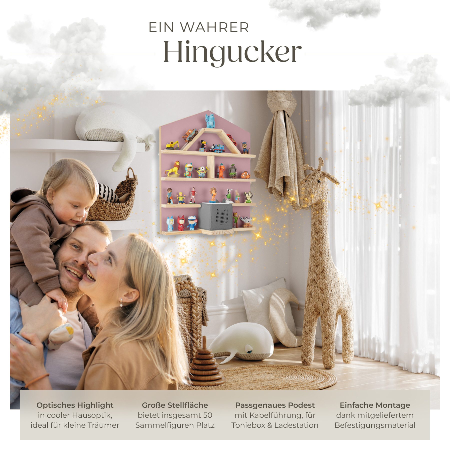 tectake Wandregal Hängeregal Mylittle Story für bis zu 50 Tonies, Set 1-tlg., für bis zu 50 Tonies