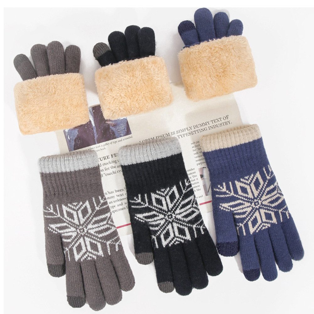 Coonoor Strickhandschuhe Winterhandschuhe Doppellagige Touchscreen Warm Handschuhe Weihnachten Warme Handschuhe