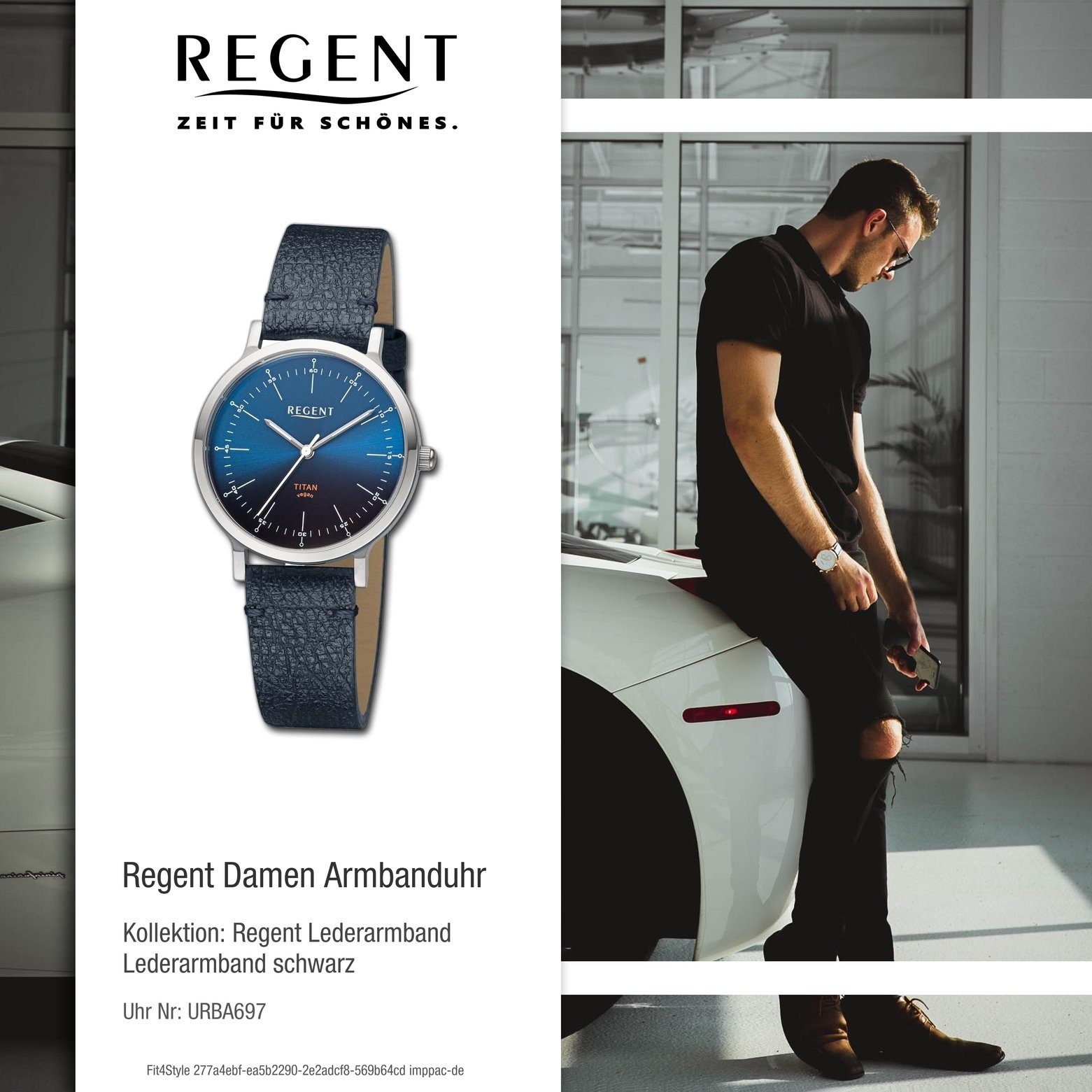 Quarzuhr Analog, Regent 33mm), Damen Armbanduhr rund, extra Damen Armbanduhr (ca. groß Regent Lederarmband