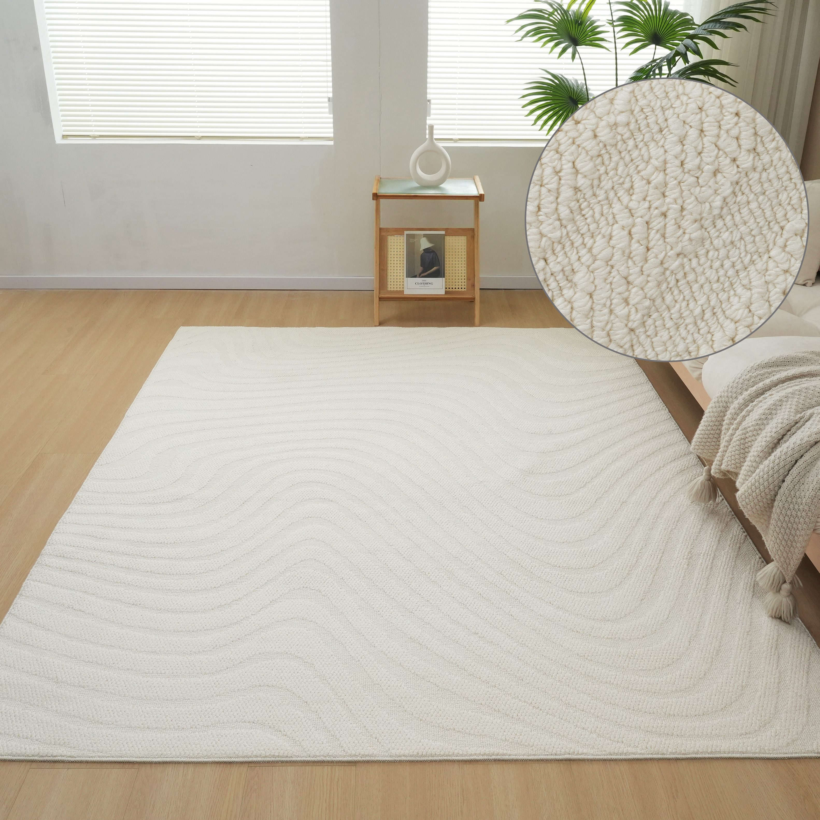 OTTO home Teppich Jola Welle, Scandi, Hoch-Tief-Design, rechteckig, Höhe: 12 mm, Wellenmuster, Boho, Modern, 3D, Wohnzimmer, Schlafzimmer