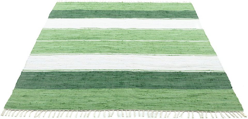 Lieferung am nächsten Tag Teppich Stripe Cotton, THEKO, mit gestreift, reine Fransen Flachgewebe, Höhe: rechteckig, mm, 5 Baumwolle, handgewebt