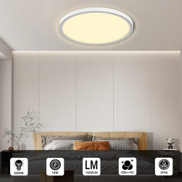 LQWELL LED Deckenleuchte Rund Flach LED Deckenlampe 2 Stück, 18W,1600LM, LED fest integriert, neutralweiß, IP44 Wasserfest Badlampe, Modern Schlicht Lampe