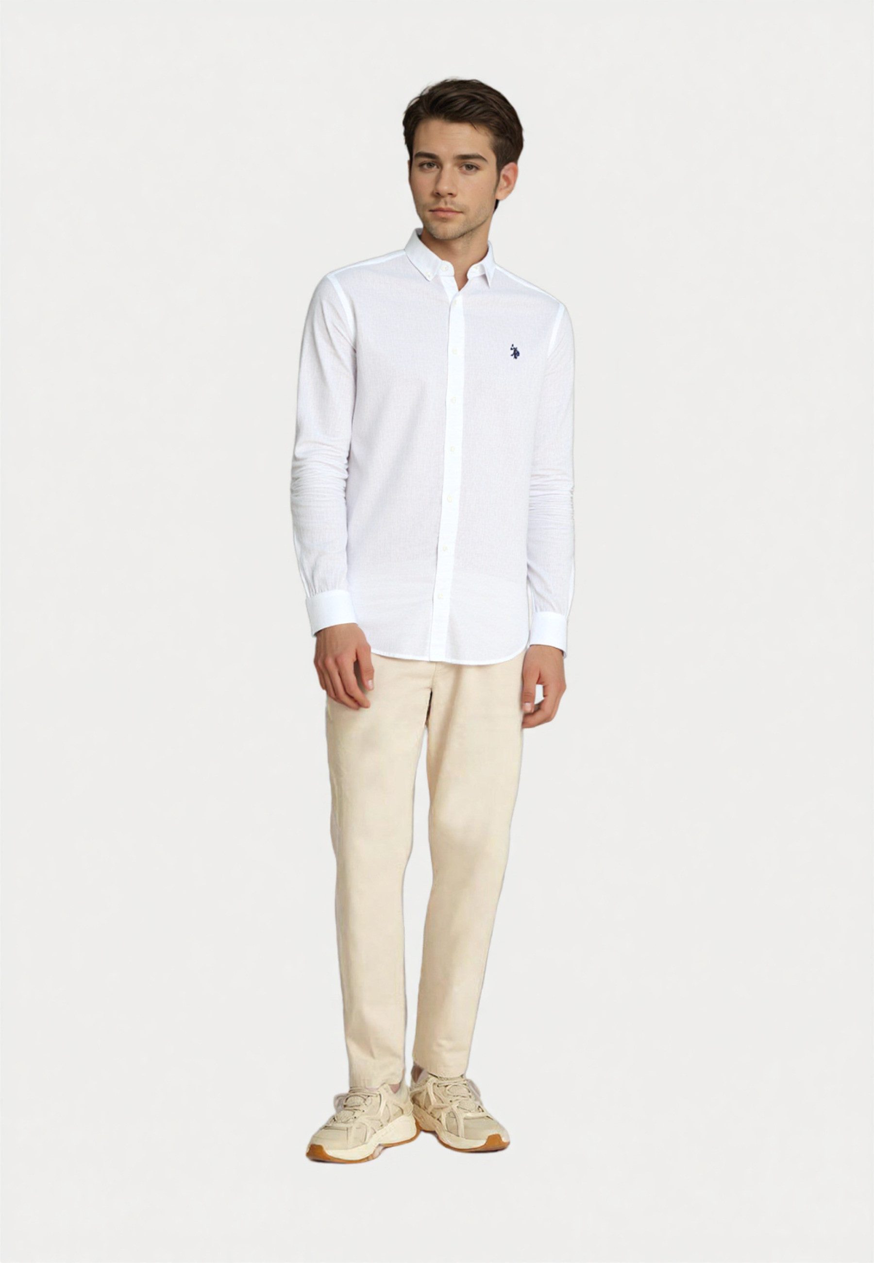 U.S. Polo Assn. Langarmhemd Hemd Leinenhemd Button Down Linenshirt (1-tlg)