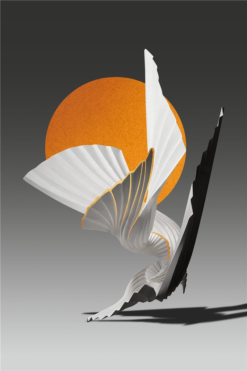 L.Ru Goldfolien-Linien-Malkern, UG und Einfacher Wohnzimmer-Eingangsdekoration, weißer Kunstdruck Origami-Kunst, abstrakte grauer (3 St), schwarzer, Gemäldekern