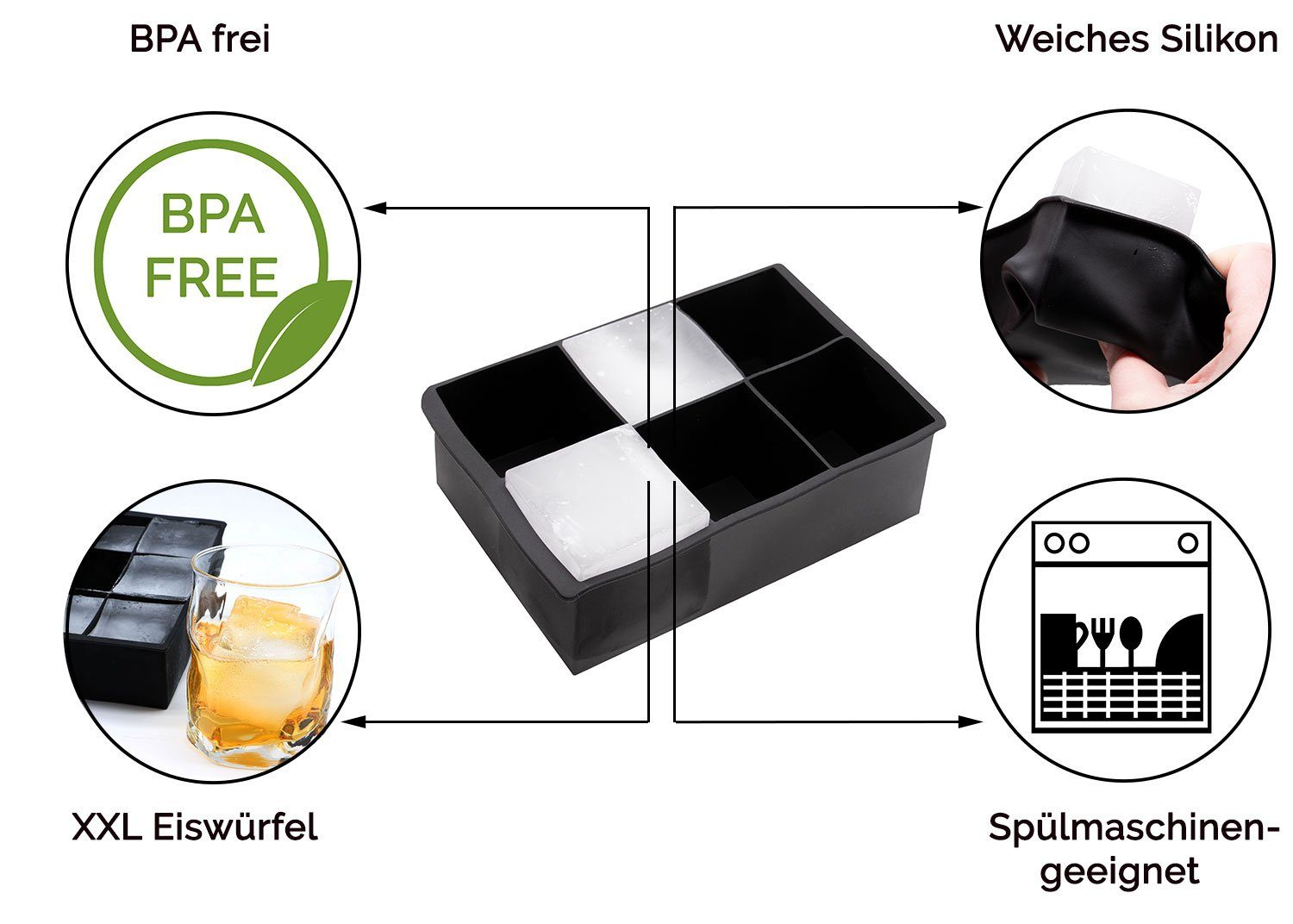 ZOLLNER24 Eiswürfelform, BPA extrem frei, kältebeständig und hitze- (2-tlg),