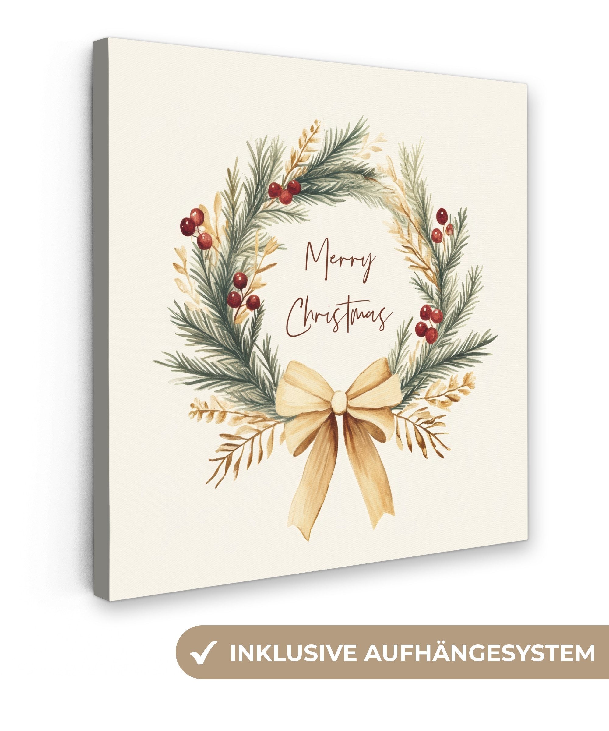 OneMillionCanvasses® Leinwandbild Weihnachtskranz - Weihnachten - Gold - Be günstig online kaufen