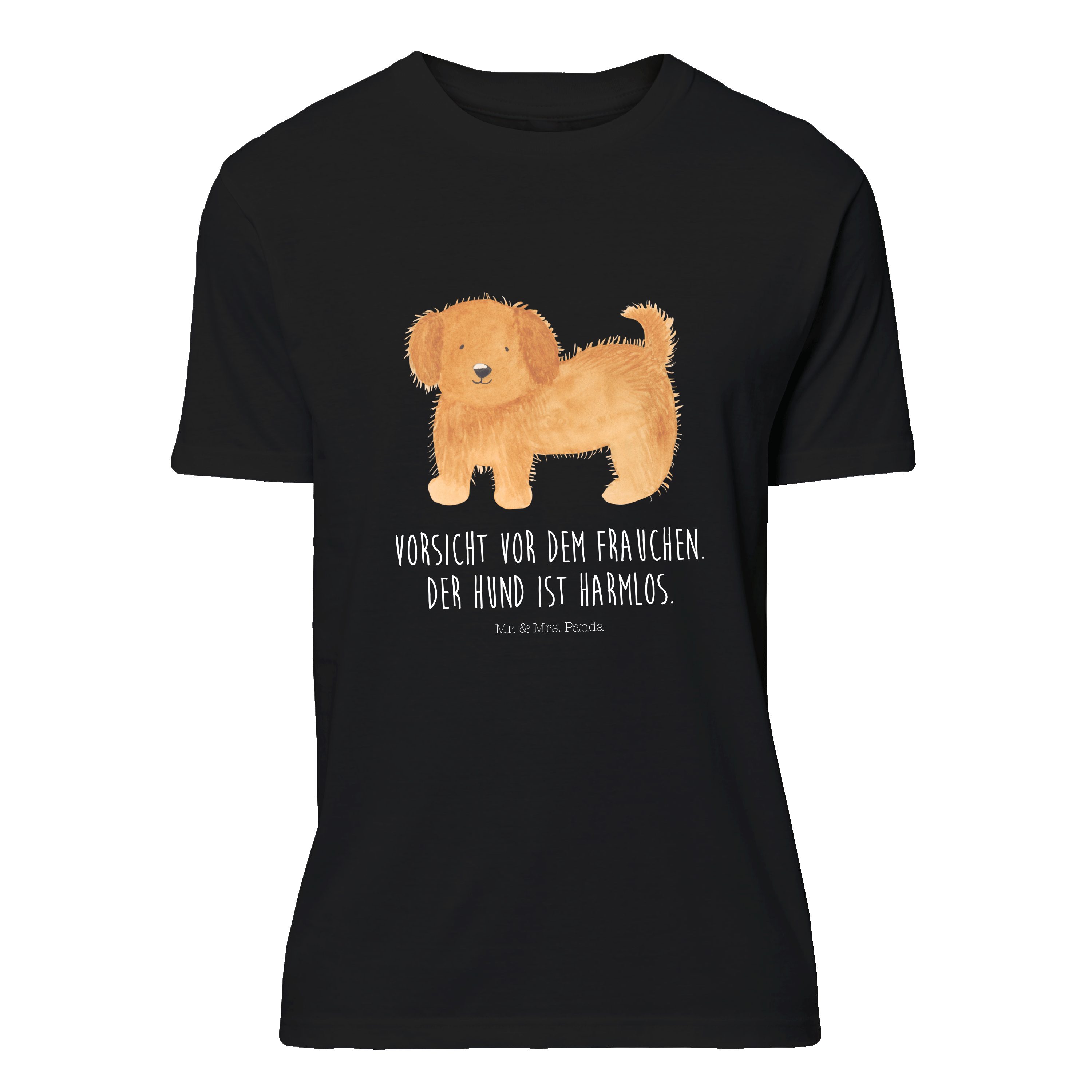 Mr. & Mrs. Panda T-Shirt Hund flauschig - Schwarz - Geschenk, Tierliebhaber, Hundemama, Hundebesitzer, Frauchen, Hunderasse, Vierbeiner, Hundemotiv, Hunde, Haustier, T-Shirt (1-tlg)