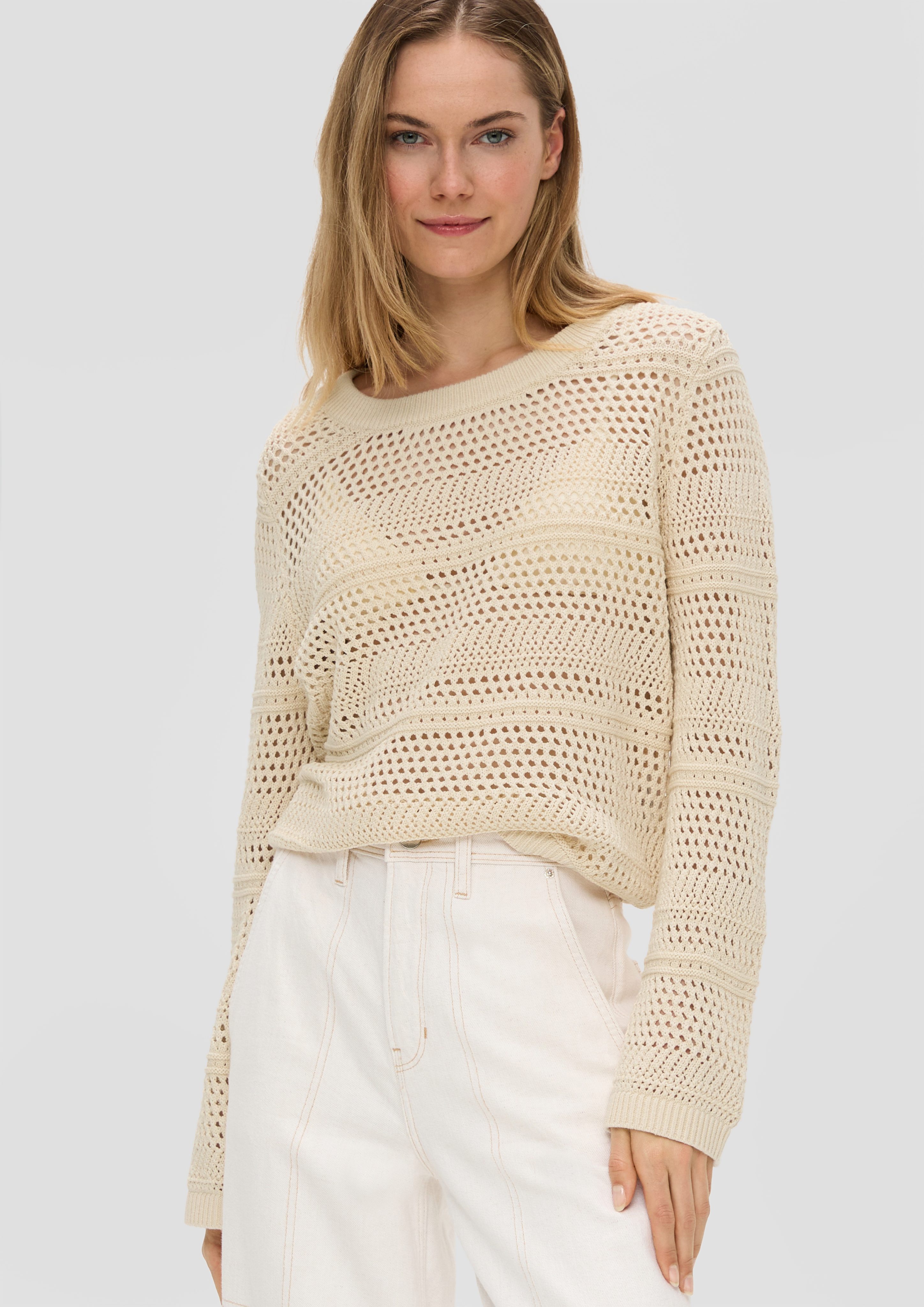 s.Oliver Strickpullover Pullover im Relaxed-Fit mit Ajour-Muster