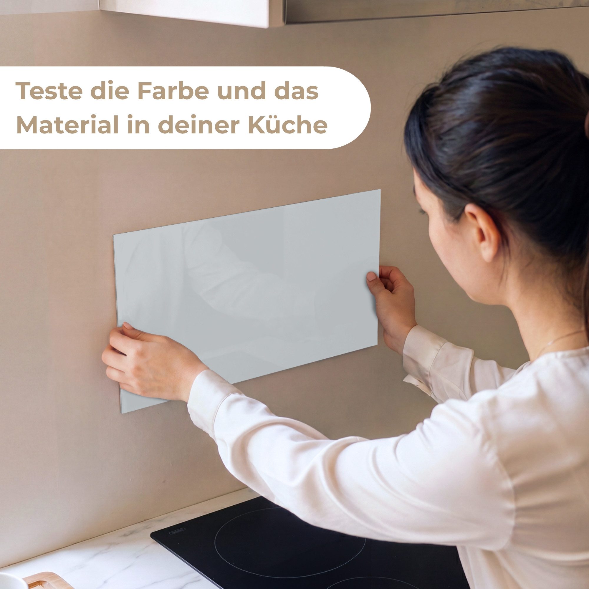 KitchenYeah Küchenrückwand Muster selbstklebend (keine Folie) Interieur - Grau - Hell, (1-tlg), Spritzschutz, Küche, Rückwand, Küchenwand, Küchenfront, 30x20 cm
