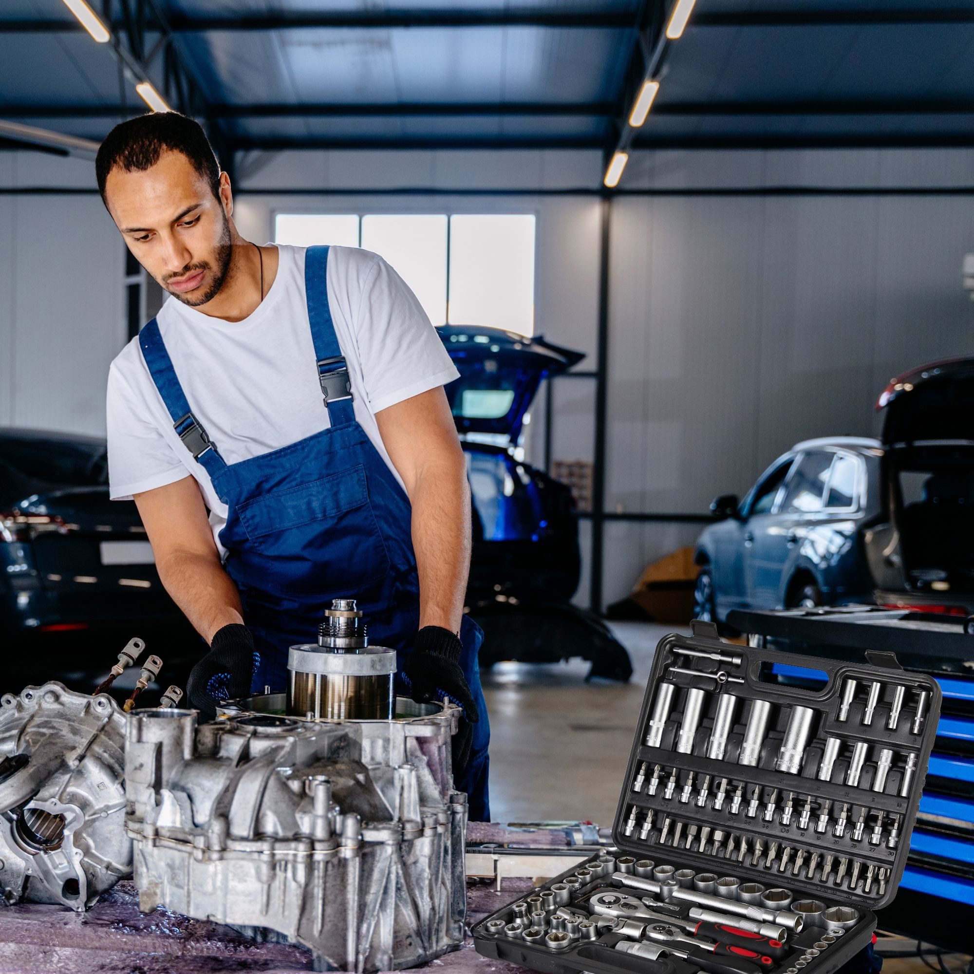 Arebos Werkzeugkoffer Steckschlüsselsatz, Steckschlüssel - Bitsatz (Set, 108 St)