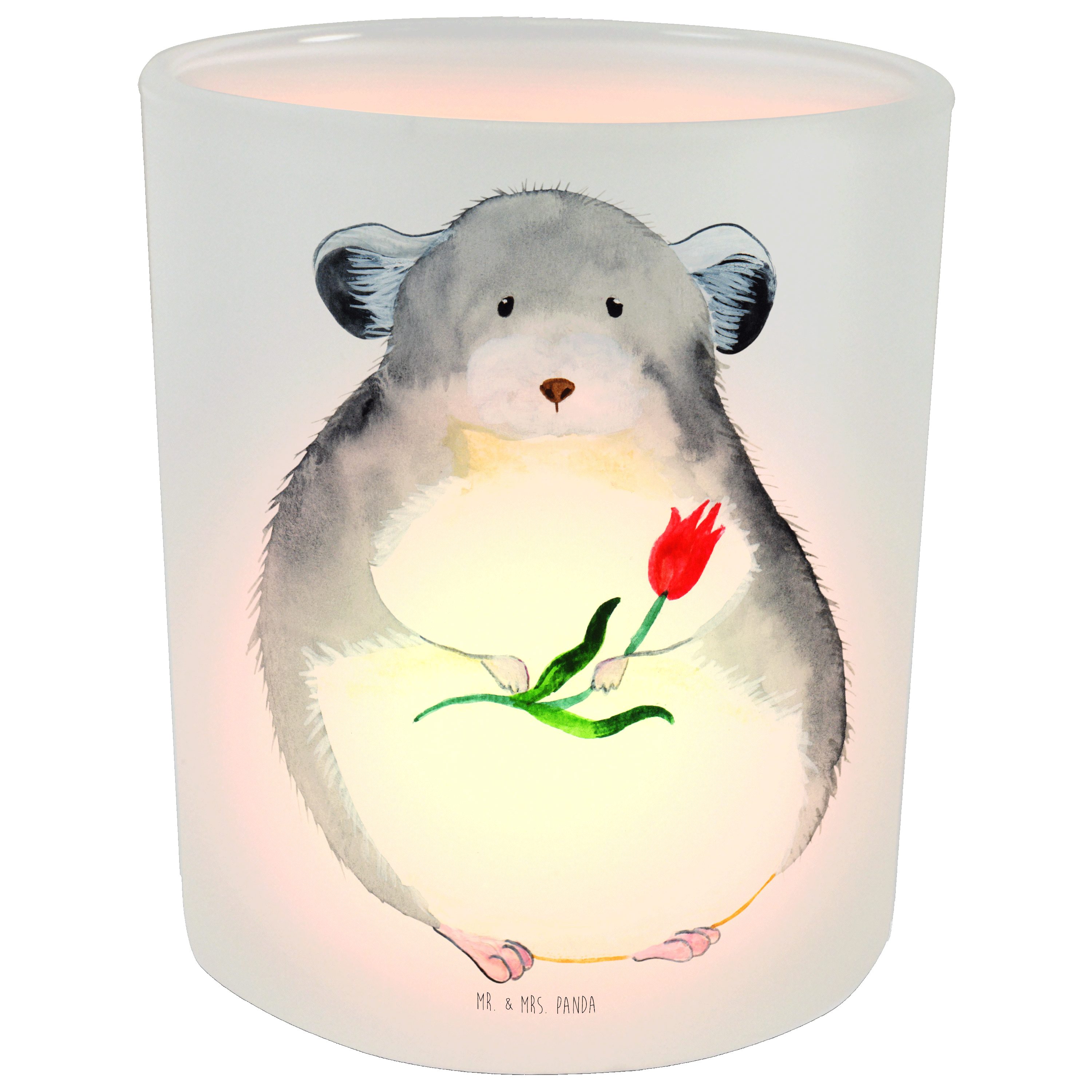 Mrs. & Liebes - St) Blume Mr. (1 Teelichthalter, Windlicht Transparent Panda mit Chinchilla Geschenk, -