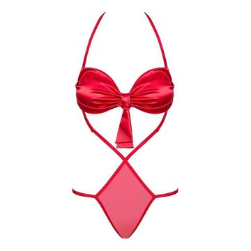 Obsessive Body Giftella Body rückenfreier Bodysuit mit Schleife Dessous Rot (1-tlg) transparent
